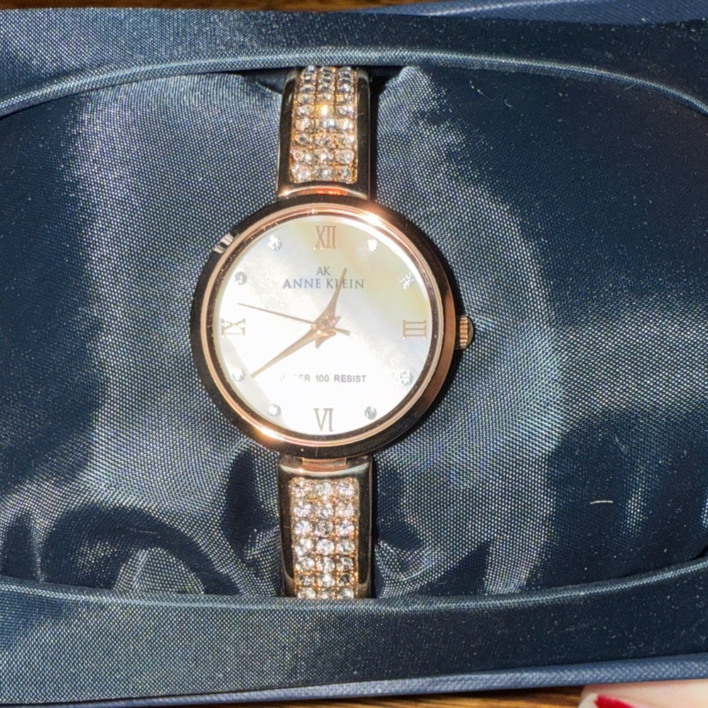 Anne Klein Rose Gold Tone Crystal Bracelet Women's Watch